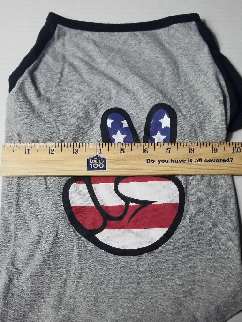 DOG SHIRT WITH PEACH SIGN RED, WHITE, AND BLUE SIZE XL (RUNS SMALLER)